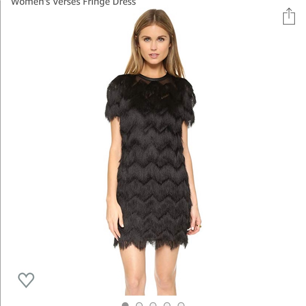 Rebecca Minkoff Black Fringe Chevron Mini Dress
